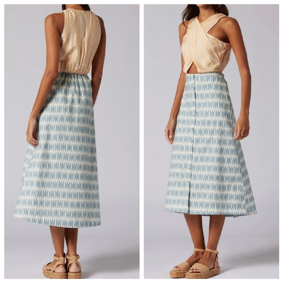 NWT Joie Silk Blend Flippa Midi Dress Criss Cross Front Blue Orange Size 2 - Picture 6 of 16